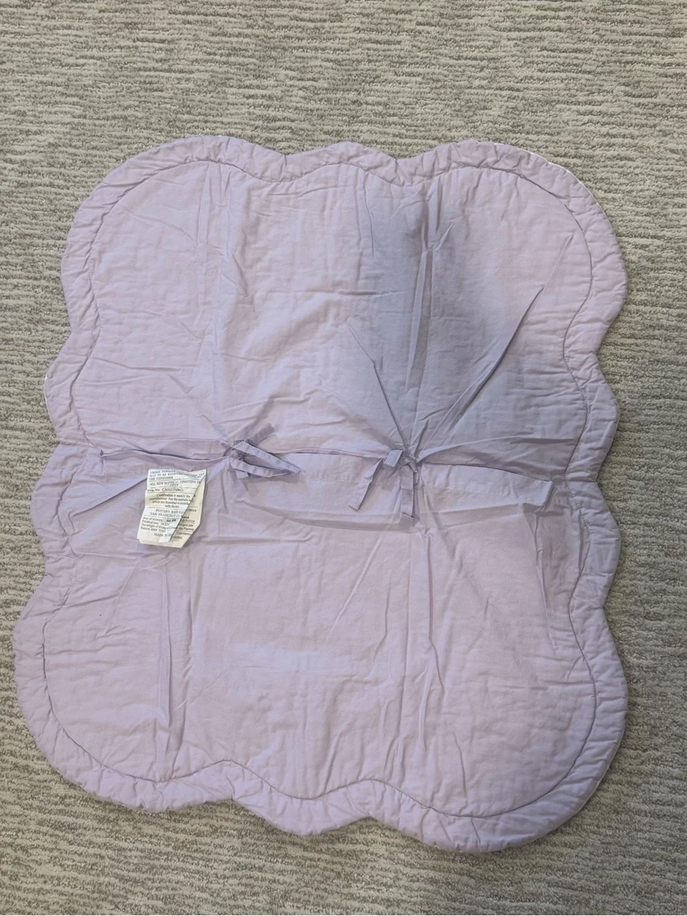 Pottery Barn Kids Lavender and Cream Scalloped Quilted Pillow Sham